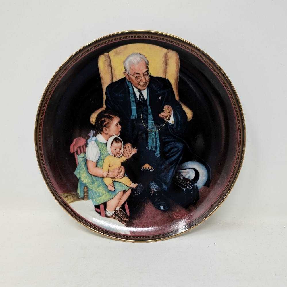 Vintage Norman Rockwell  8.5" decorative plate with papers. Tender Loving Care.